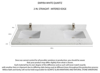 Sonoma Oak 60 Double Bathroom Vanity with 2" Empira White Quartz