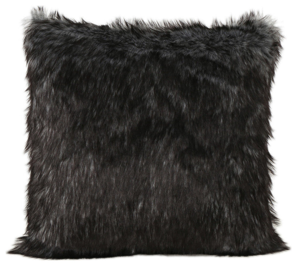 GDF Studio Laraine Furry Glam Black and White Streak Faux Fur Throw Pillow