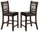Set of 2 Counter Height Stools Black and Espresso