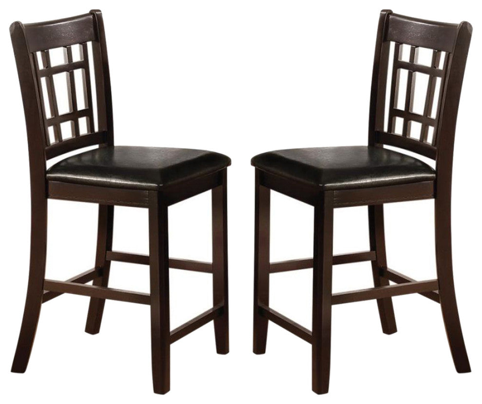 Set of 2 Counter Height Stools Black and Espresso