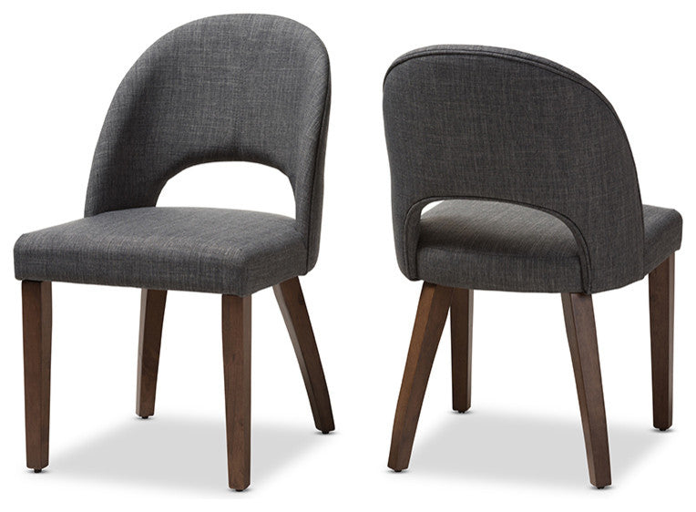Wesley Dark Gray Upholstered Walnut Wood Dining Chair, Set of 2