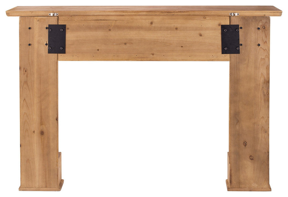 Benzara BM285042 Wall Mount Wood Shelf, Intricate Molded Design Natural Brown