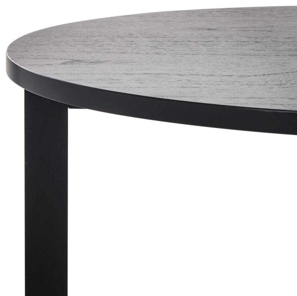 Safavieh Couture Leonardi Roundd Wood Accent Table, Black