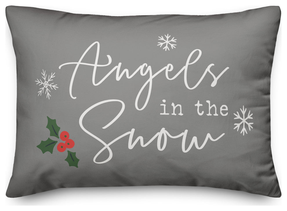 Gray Angels, The Snow 20x14 Spun Poly Pillow