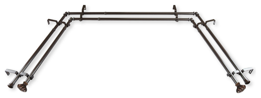 Maurice 13/16" Bay Window Double Curtain Rod, Cocoa