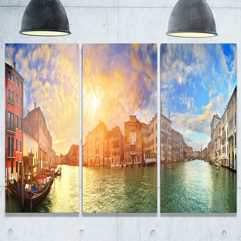 "Grand Canal Venice Panorama" Metal Wall Art, 3 Panels, 36"x28"