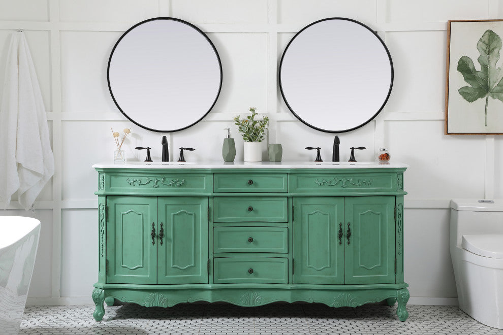 Bathroom Vanity, Vintage Mint, 72", Double Sink