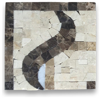 Marble Mosaic Border Decorative Tile Melody Emperador 4x4 Polished, 1 piece