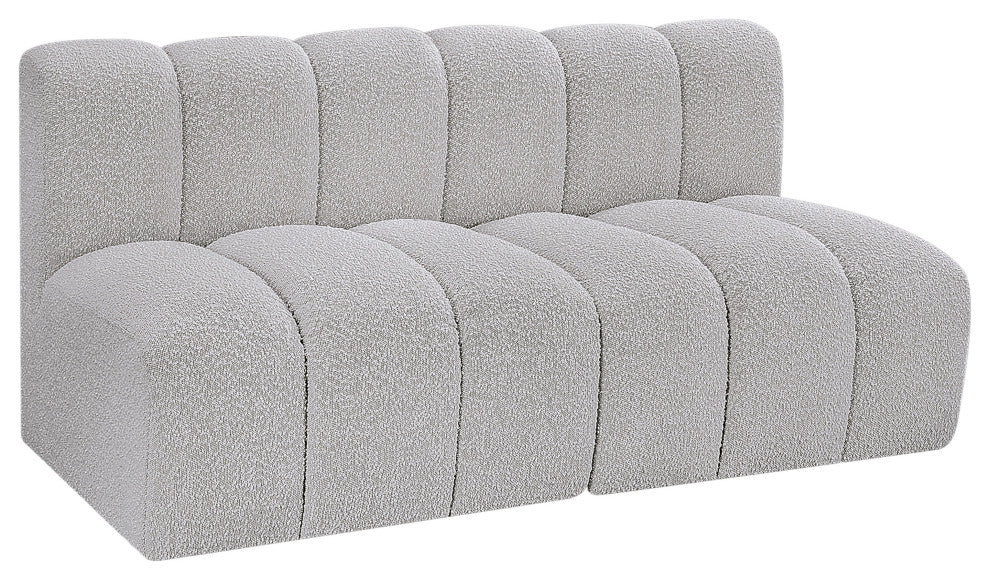 Arc Boucle Fabric Upholstered 2-Pc. Modular Sofa, Grey