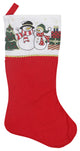 Traditions and Gold Glittered Jolly Snowmen Scene Stocking, Red White, 19"