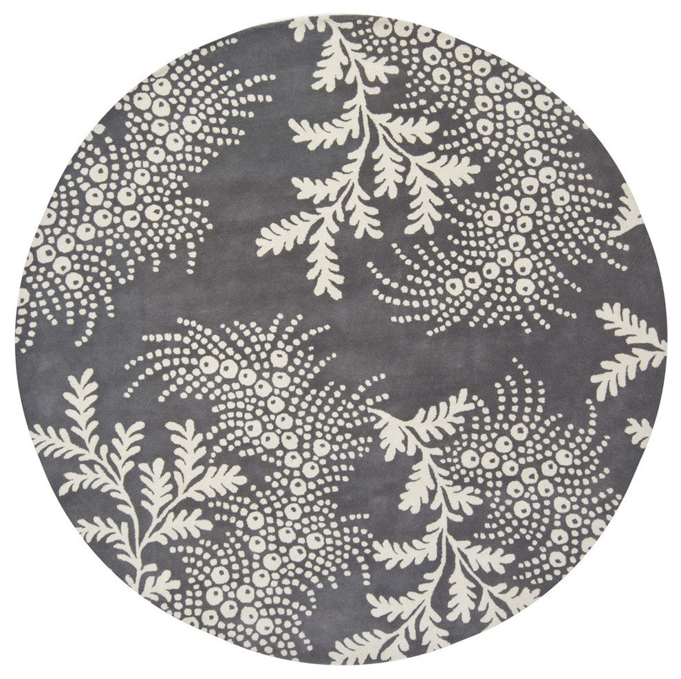 Rowe Contemporary Area Rug, Gray and Ivory, 7''9" Round