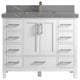Malibu 42 Single Sink Bath Vanity in White  2" Piatra Gray