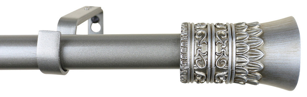 1" Diameter Tribale Curtain Rod, 48"-84", Pewter