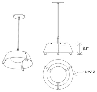 Casia 14" LED Pendant, Distressed Brass, Walnut, 2700k