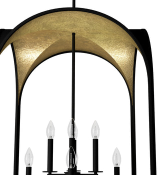 Hunter 22" Dukestown Natural Iron, Gold Leaf 8 Light Pendant Ceiling