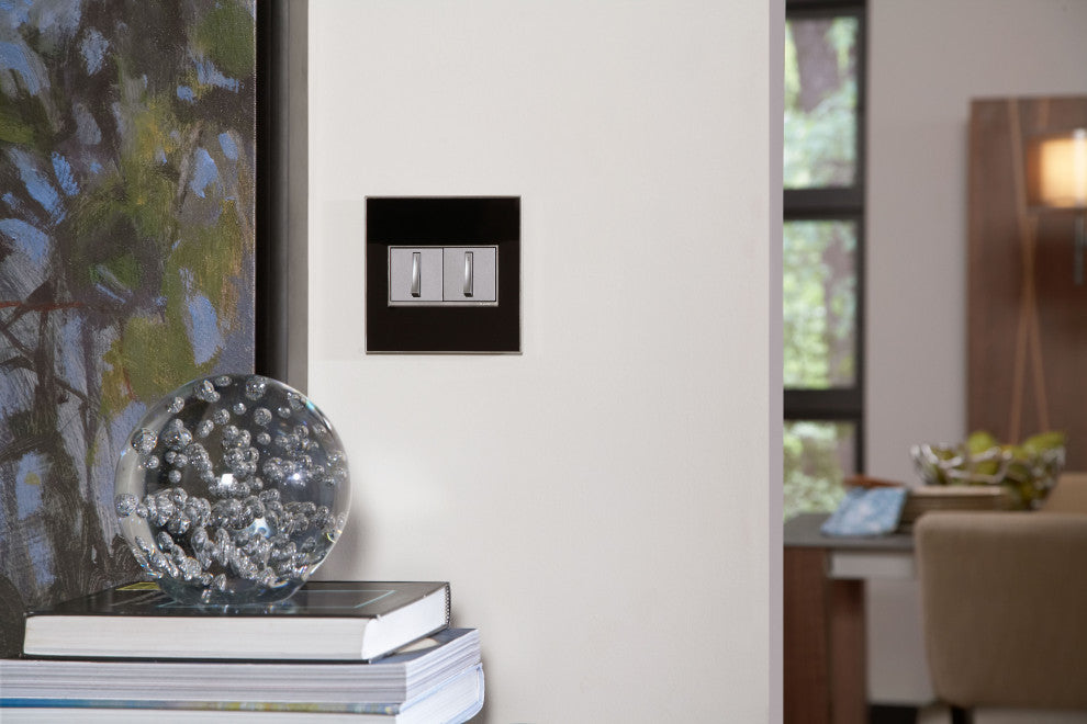 Adorne Real Metal 2-Gang Wall Plate, Mirror Black