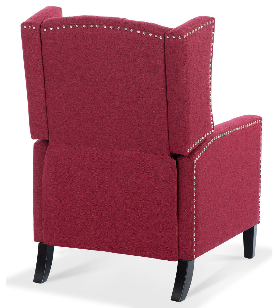 27" Wide Tufted Fabric Wingback Chair, Wine Red