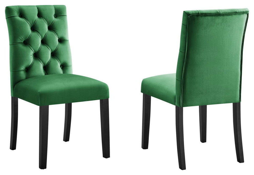 Duchess Performance Velvet Dining Chairs, Set of 2, Emerald
