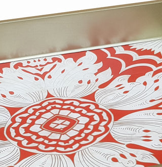 Reverse Painted Mirror Tray-Medium- Tomato