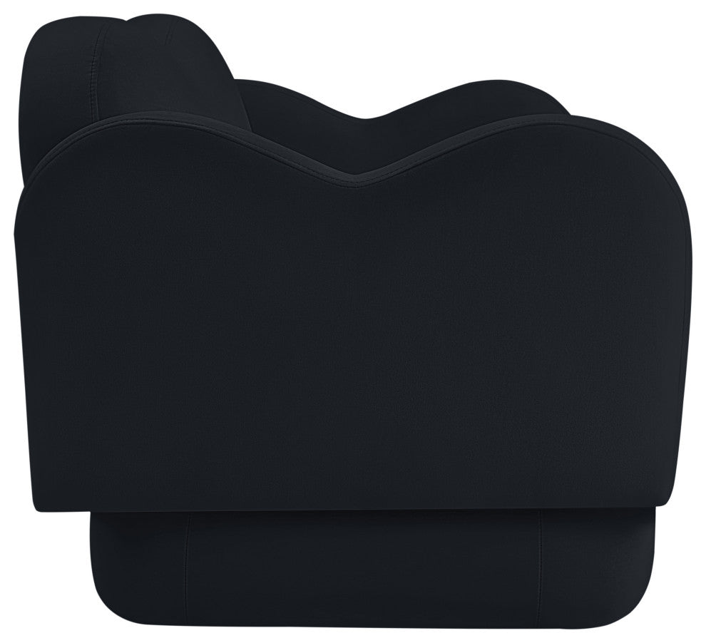 Bloom Upholstered Loveseat, Black, Velvet