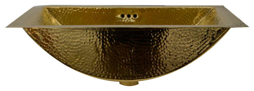Nantucket Sinks 23.5"x15.5" Hammered Brass Rectangle Undermount Bathroom Sink