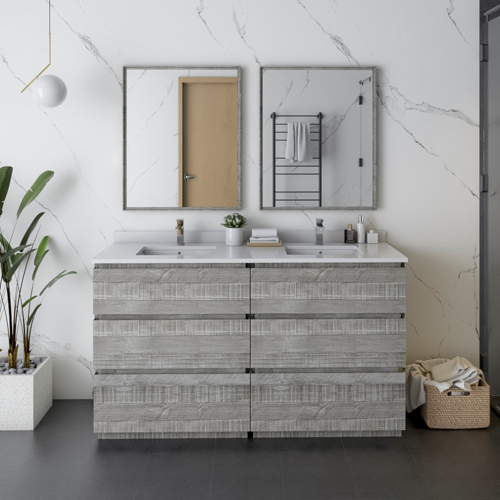 Fresca Formosa Floor Standing Bathroom Cabinet, Sage Gray, 58", Cabinet Only