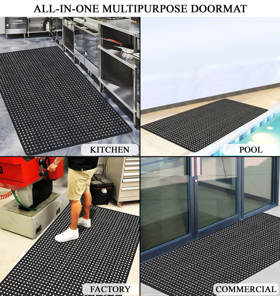 A1HC Checkered Holes Multi-Utility Commercial Large Scrapper Doormat 48"x72"