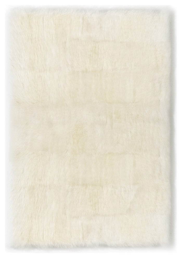 Longwool Sheepskin Straight Edge Rug, Ivory, 4'x6'