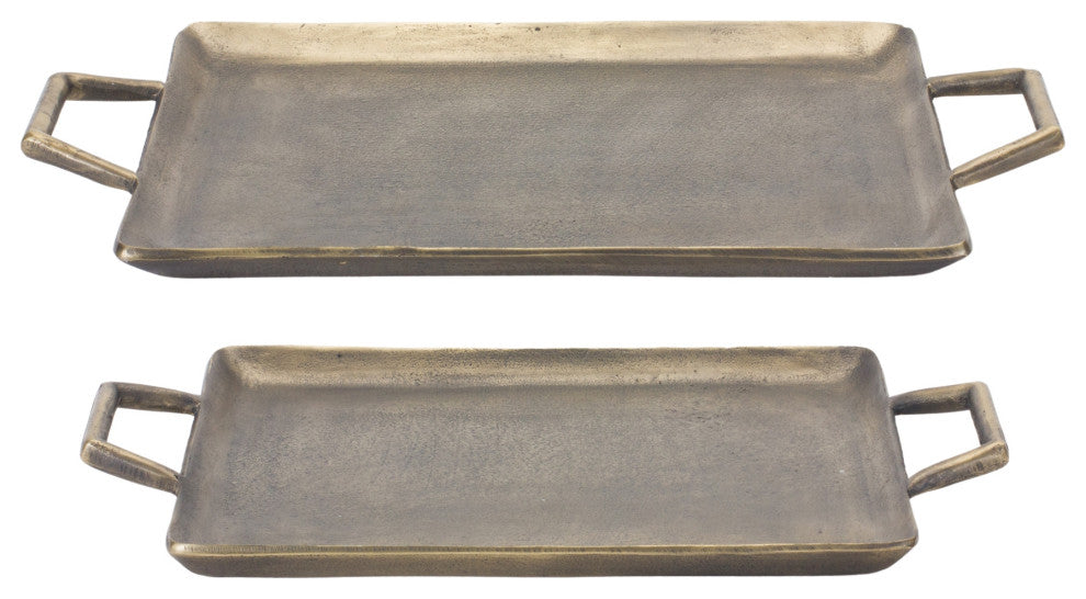 Bronze Metal Tray, 2-Piece Set