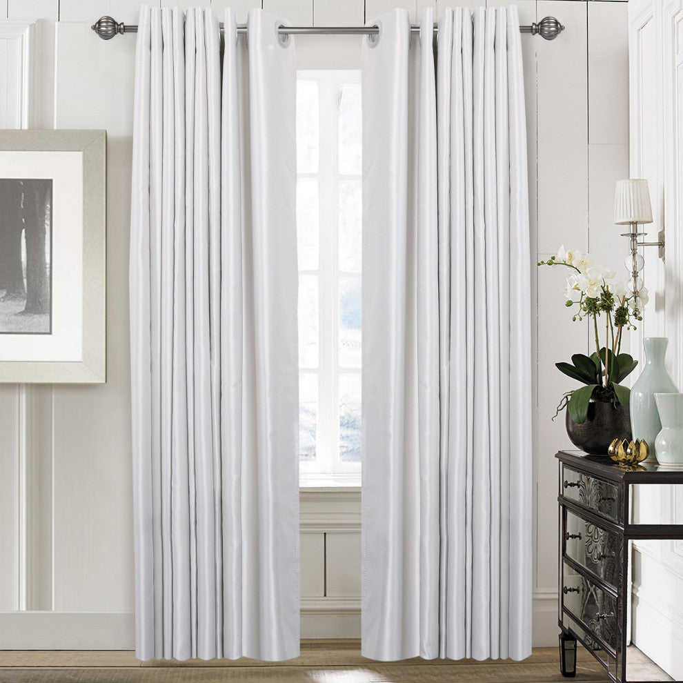 Utopia Alley Curtain Rod With Decorative Round Finials, 28-48", Pewter