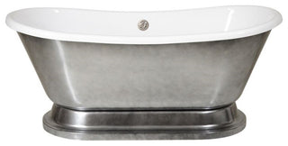 SanSiro CoreAcryl 73" French Bateau  Pedestal Tub Aged Chrome Finish