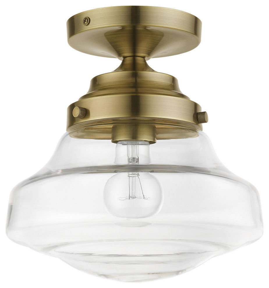 Avondale 1 Light Antique Brass Semi-Flush