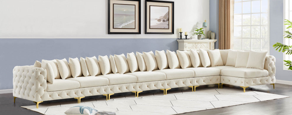 Tremblay Modular Sectional, Cream, L-Shaped, 8-Piece: Armless (6), Corner (2)