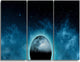 "Moon In the Front of Galaxies" Metal Landscape, 3 Panels, 36"x28"