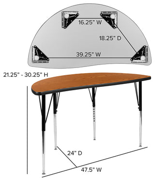 76" Oval Wave Laminate Activity Table Set-16" Student Stack Chairs, Oak/Black