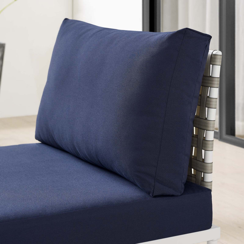 Sofa Middle Chair, Sunbrella, Aluminum, Metal, Blue Navy, Modern, Outdoor Patio