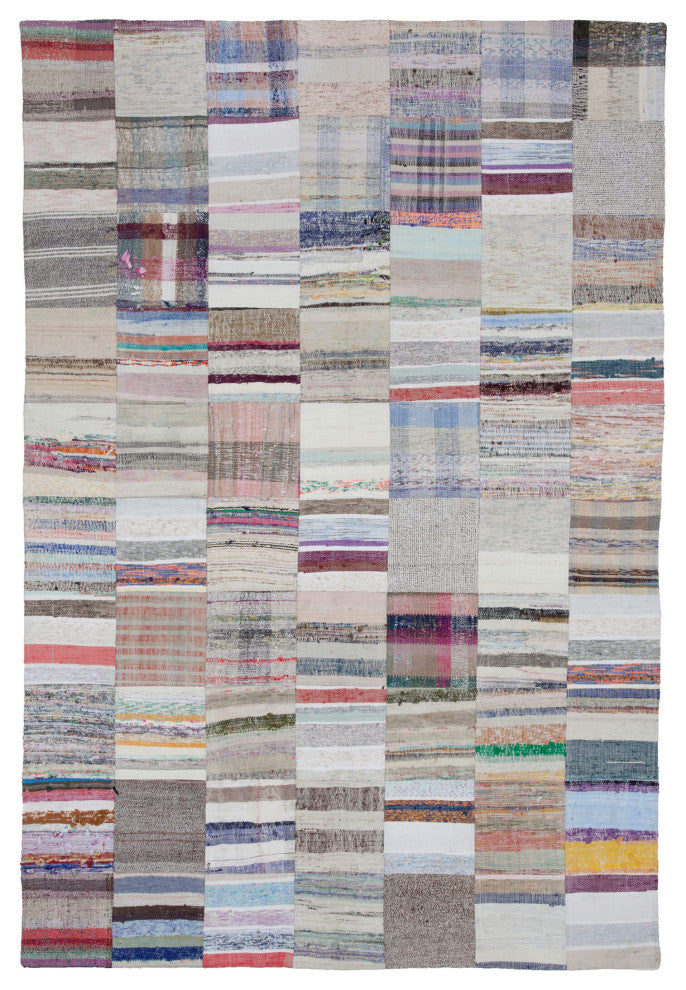 Rug N Carpet - Handmade Turkish 6' 7'' x 9' 10'' Vintage Patchwork Kilim Rug