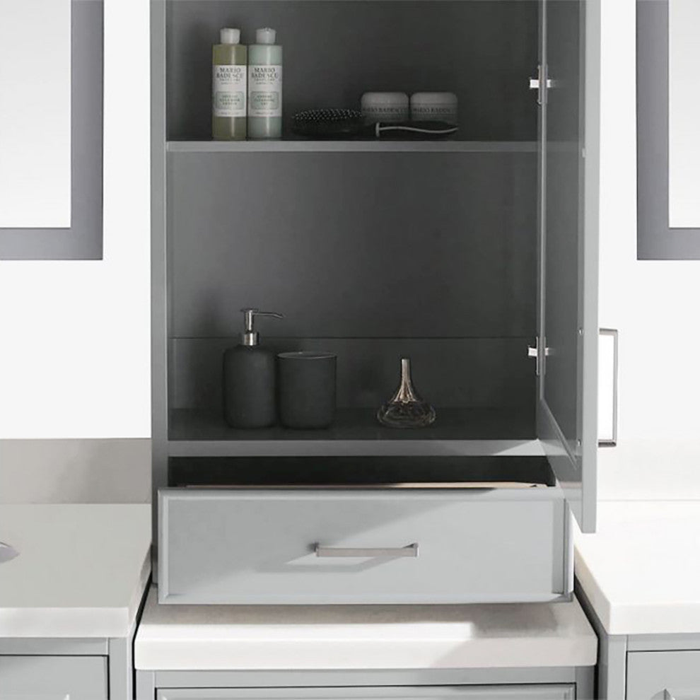ARIEL Stafford 85" Double Sink Bathroom Vanity White Quartz Top