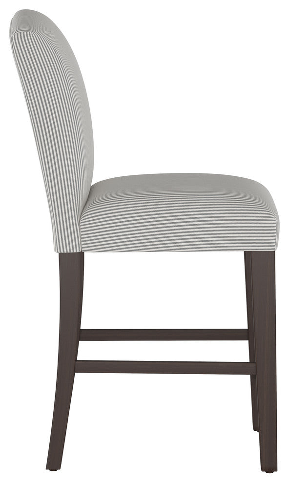 Janet Camel Back Counter Stool, Oxford Stripe Charcoal