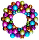 16" Multi-Colored Ball Wreath With Battery Powered Pure White LEDs