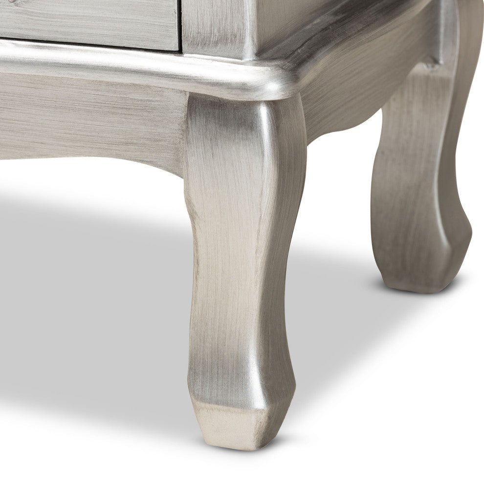 Callen Classic and Traditional Brushed Silver Finished Wood 5-Drawer Chest