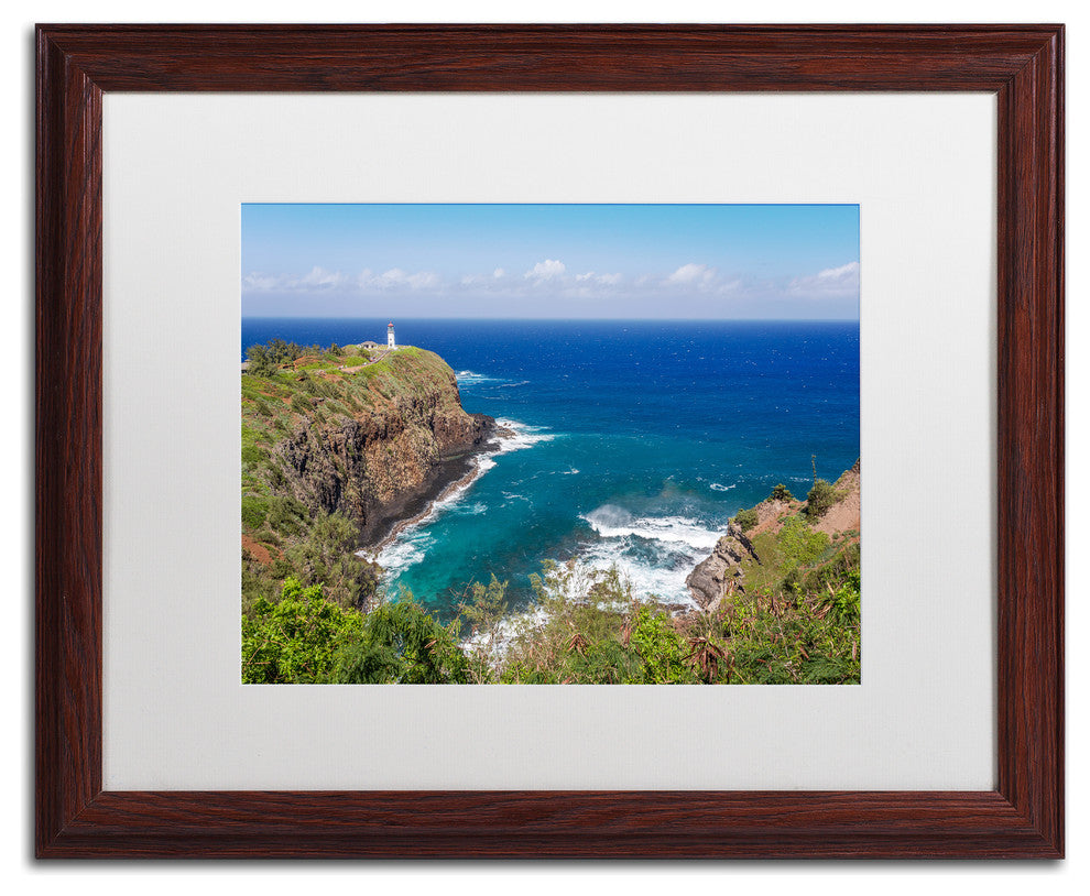Pierre Leclerc 'Kilauea Lighthouse' Matted Framed Art, Wood Frame, White, 20x16