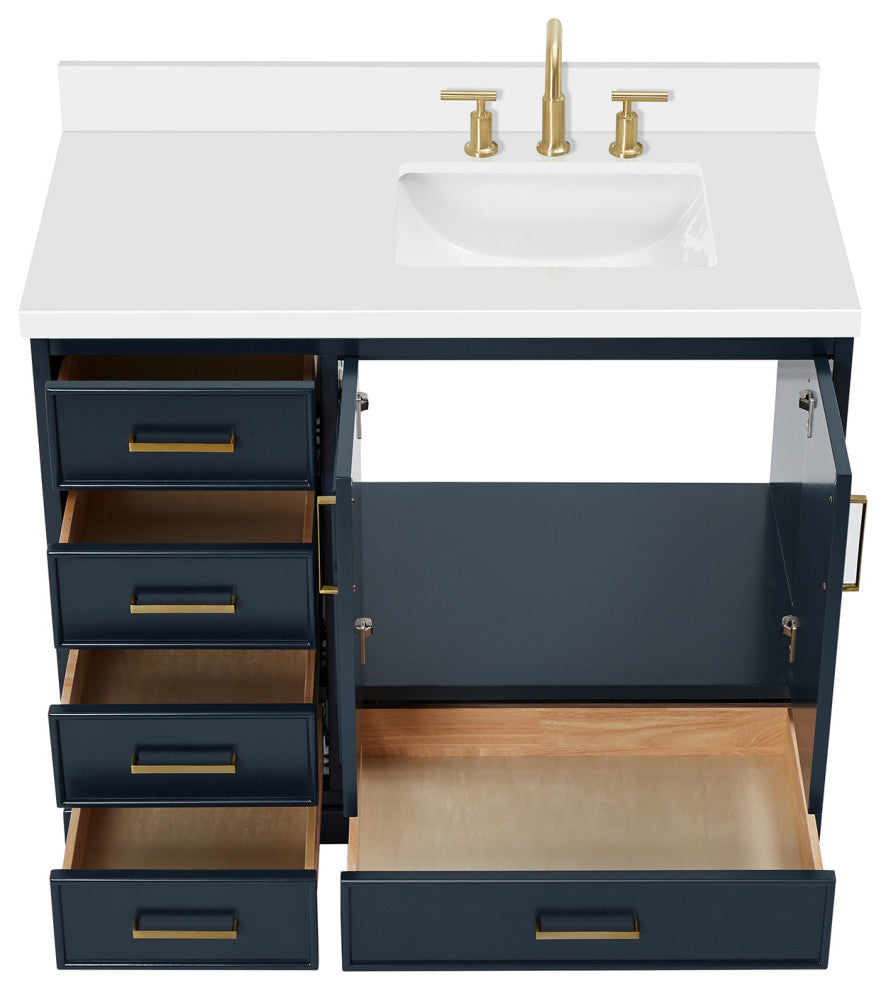 Ariel Stafford 43" Single Right Offset Rectangle Sink Bathroom Vanity