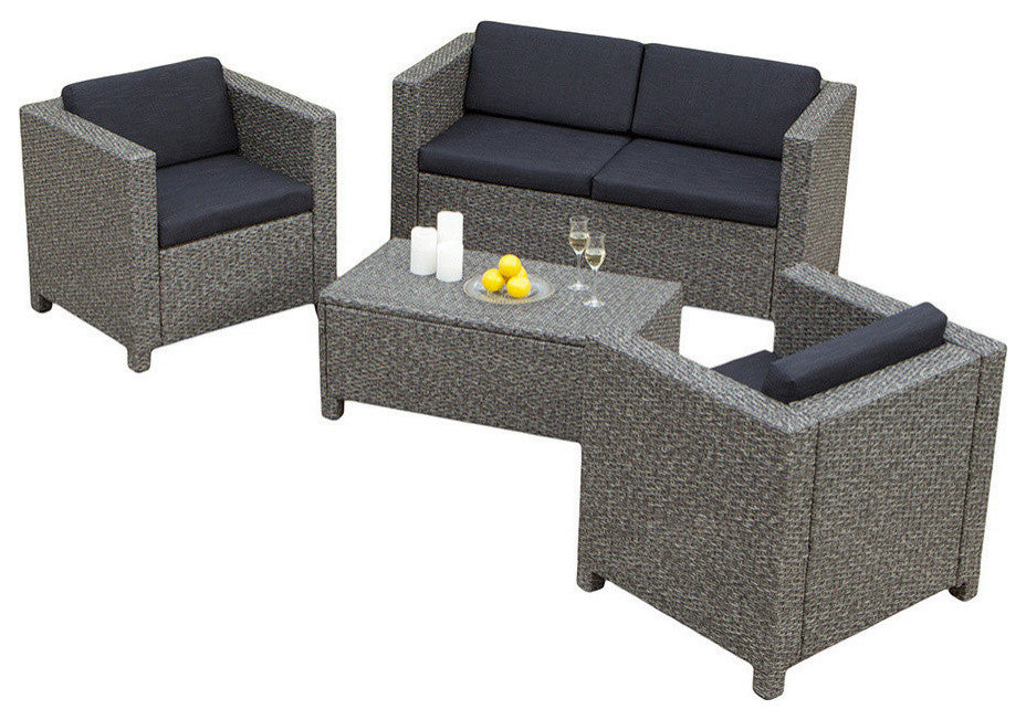 GDF Studio Venice Outdoor 4-Piece Wicker Sofa Set