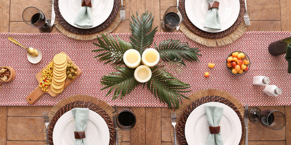 Barn Red Chevron Table Runner 15x72