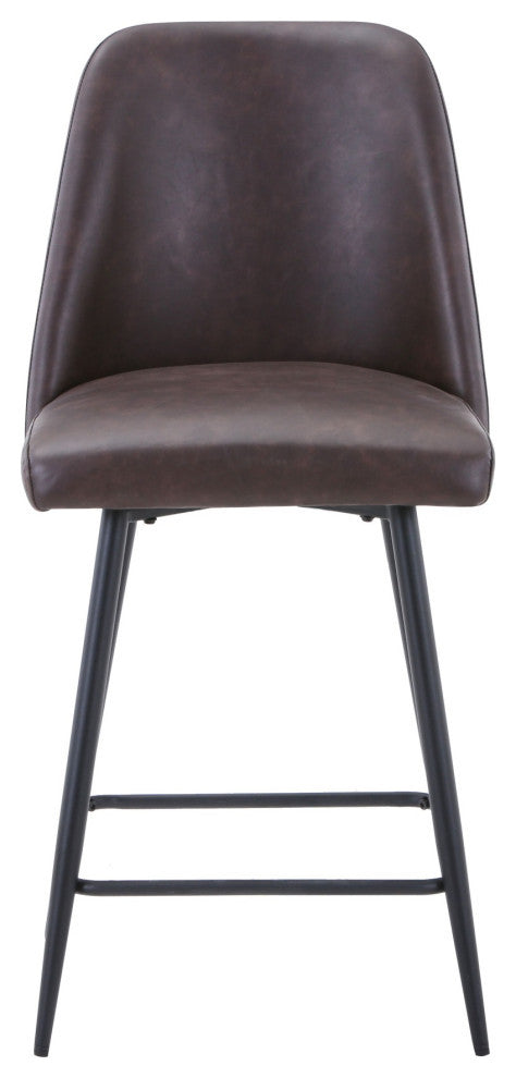 Maddox Faux Leather Upholstered Counter Height Barstool (Set of 2) - Dark Brown
