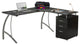Modern L-Shaped Desk, Lockable File Cabinet & Spacious Curved Worktop, Espresso