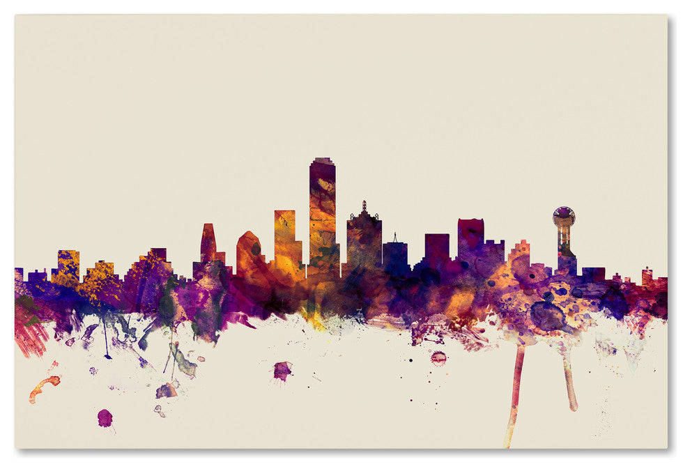 Michael Tompsett 'Dallas Texas Skyline' Canvas Art, 32"x22"