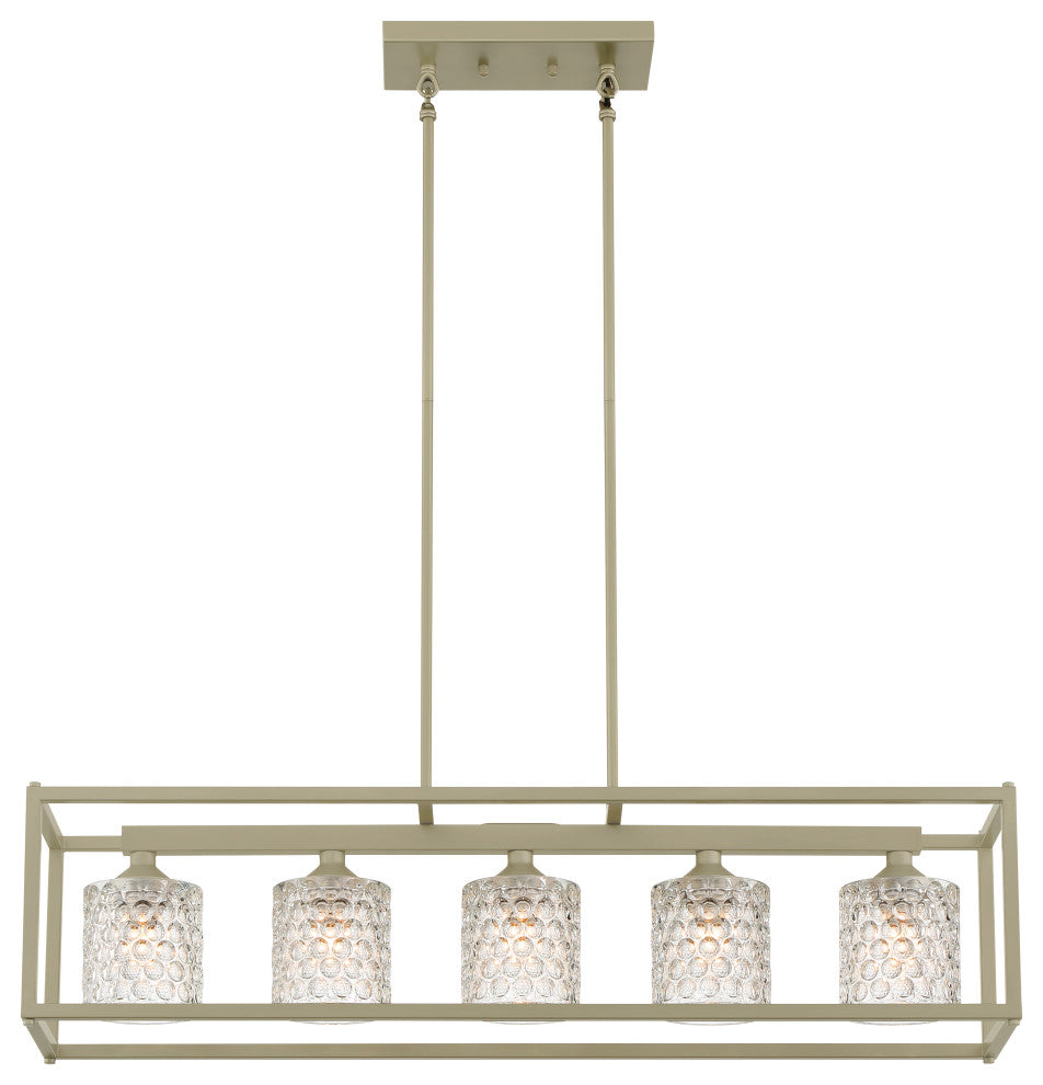 Elegant Cut Crystal Glass 5-Light Linear Pendant