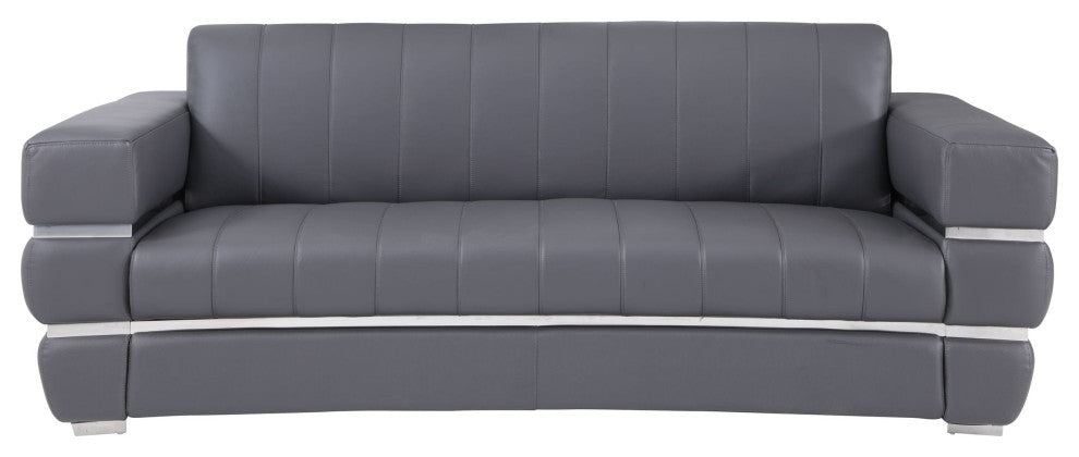 Ferrara Genuine Italian Leather Modern Sofa Dark Gray